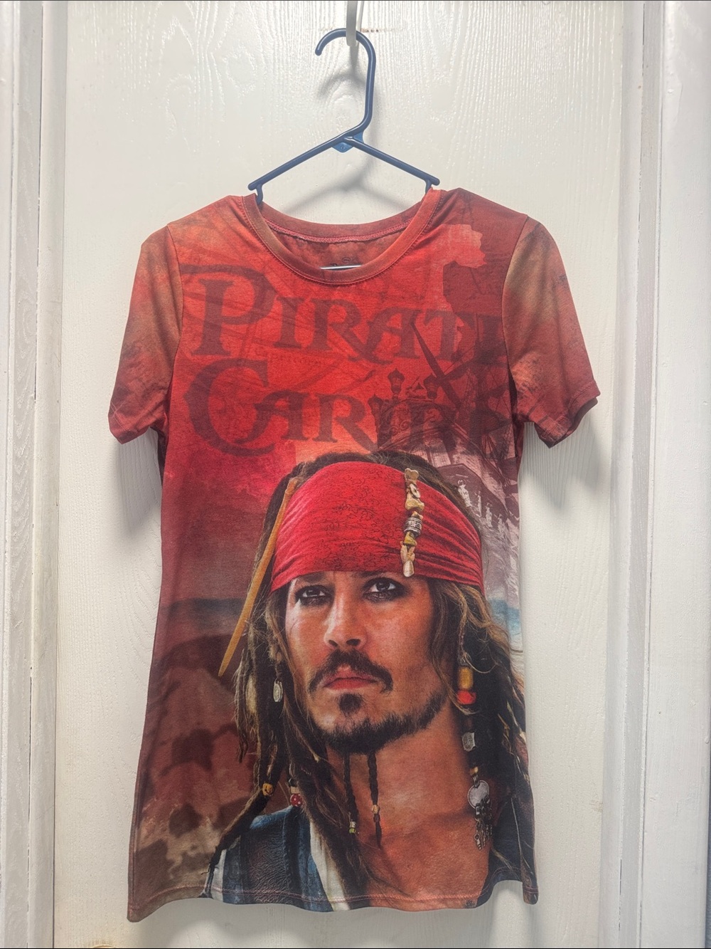 Disney Red and Brown Pirate Graphic Short Sleeve Tee